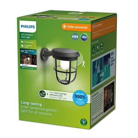 Lampa Ogrodowa LED Kinkiet Elewacyjny Solarny RADII 1,3W 4000K IP44 Czujnik Ruchu Zmierzchu PHILIPS