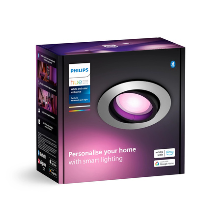 Oprawa Podtynkowa Wpuszczana LED 4.2W 400lm IP20 White and Color Ambiance RGB + TW Aluminium Inteligentna SMART Zigbee Bluetooth Centura Philips HUE