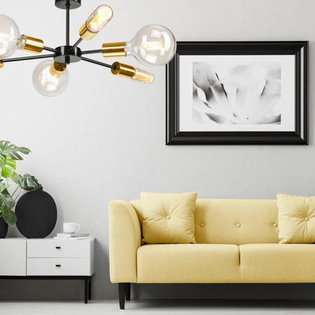 Lampa Sufitowa STARLA 6xE27 Czarna Złota LM-6.144/A Lamkur