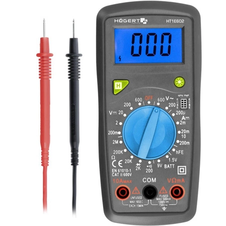 Miernik Multiimetr Wielofunkcyjny Uniwersalny Tester Prądu Cyfrowy LCD Hoegert Technik