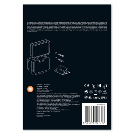 Naświetlacz LED Reflektor Bateryjny 4W 260lm 4000K IP54 Czarny Z Czujnikiem Ruchu i Zmierzchu Spotlight Ledvance