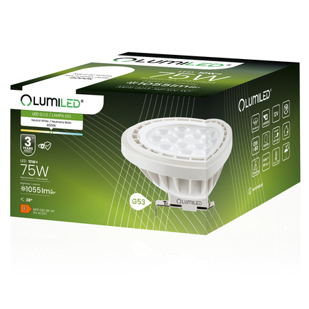 Żarówka LED G53 Reflektor AR111 10W = 75W 1055lm 4000K Neutralna 38° 12V LUMILED