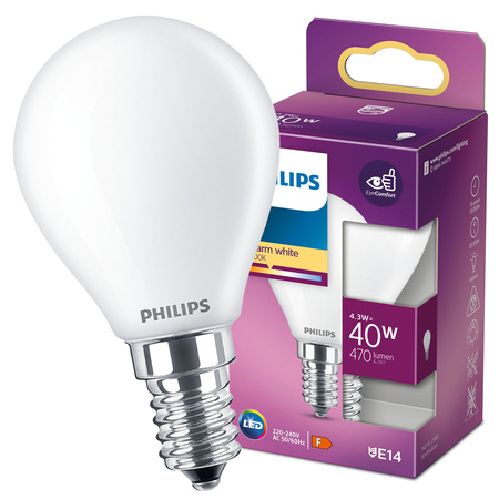 Żarówka LED E14 KULKA 4,3W = 40W 470lm 2700K Ciepła PHILIPS