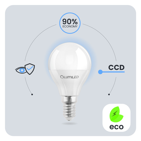Żarówka LED E14 Kulka P45 10W = 75W 1100lm 3000K Ciepła 180° LUMILED