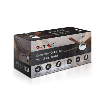 Wentylator sufitowy 60W Z wbudowanym światłem LED CCT i pilotem RF 5 ramion VT-6052-5 V-TAC