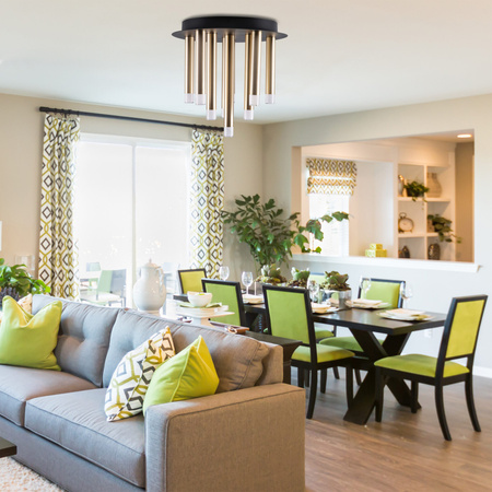 Lampa Sufitowa Oprawa Natynkowa 9x G9 Czarna Złota Glam Sanico Goldlux