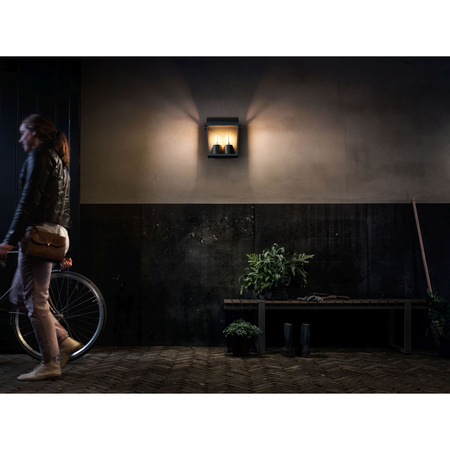 Kinkiet Ogrodowy Lampa Elewacyjna Zewnętrzna 2x E27 IP44 Czarna Harvest Philips