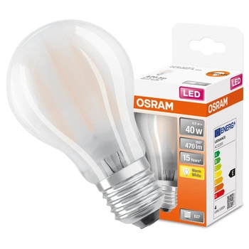 Żarówka LED A60 E27 4W = 40W 470lm 2700K Ciepła 300° Retrofit Filament CLASSIC Osram