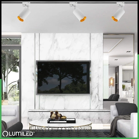 Zestaw Szyna Oświetleniowa Szynoprzewód 1m + 4x Reflektor Szynowy SAGI GU10 Biało Złoty LUMILED