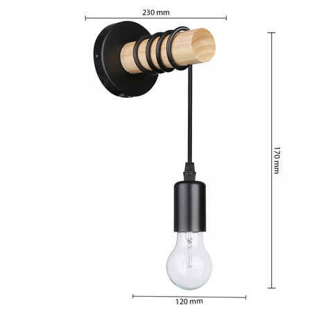 Lampa Ścienna Wisząca Kinkiet Spot E27 Czarny Brązowy Eos Masterled