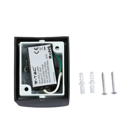 Lampa Ogrodowa Elewacyjna Kinkiet GU10 IP44 Jednostronny Okrągły Czarny VT-7651 V-TAC