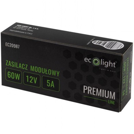 Zasilacz Modułowy LED Slim Premium 60W 12V Ecolight