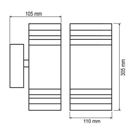 Kinkiet Ogrodowy Elewacyjny Podwójny INEZ DUO LED 2xGU10 ALUMINIUM Czarna IP54