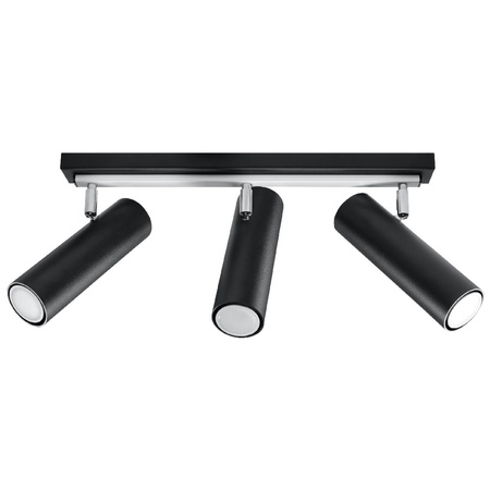 Lampa Sufitowa Oprawa Natynkowa SPOT TUBA Reflektor 3x GU10 Ruchoma Tubularna Czarna Nowoczesna Direzione Sollux