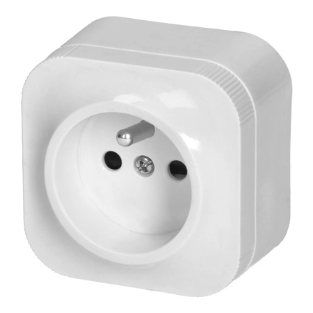 Gniazdo Pojedyncze Elektryczne Ścienne Natynkowe ToDo z Bolcem IP20 ORNO BIAŁY