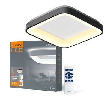 Plafon LED Lampa Sufitowa Natynkowa 72W 7500lm 2700-6000K CCT Czarna Ściemnialna + Pilot EDGE Videx