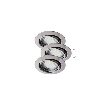 3x Oprawa Podtynkowa Lampa Punktowa SPOT 3W 240lm 3000K GU10 Chrom Nowoczesny IP40 Lite Rabalux
