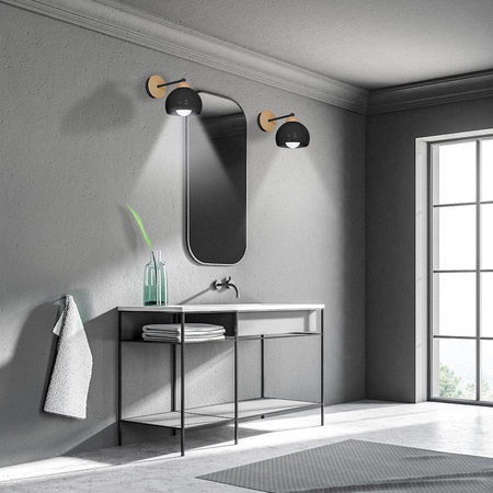 Kinkiet w stylu skandynawskim lampa ścienna MiLAGRO DAMA 1x E27 czarna Drewno + metal