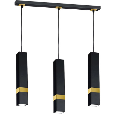 Lampa wisząca Tuba Zwis VIDAR Czarny + złoty 3x GU10 Milagro Metal Styl nowoczesny
