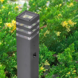 Lampa Ogrodowa Zewnętrzna TEKSAS 74 E27 IP44 Czujnik Słupek Grafitowa GOLDLUX (Polux)