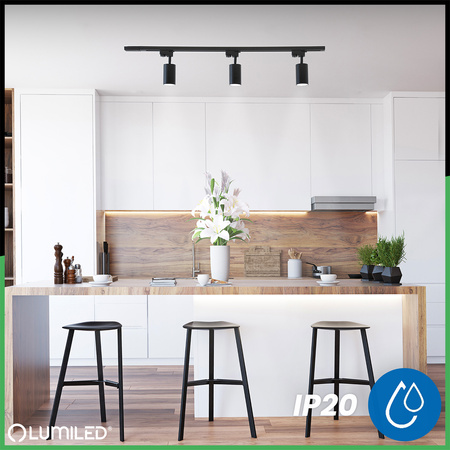 Zestaw Szyna Oświetleniowa Szynoprzewód 1m + 3x Reflektor Szynowy SAGI GU10 Czarno Złoty LUMILED