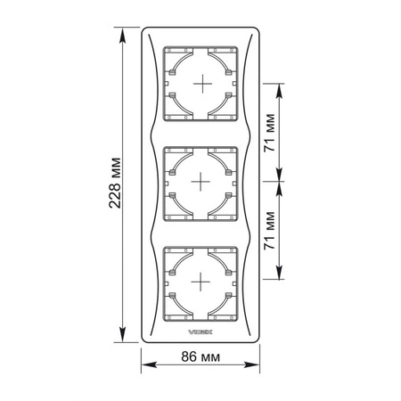 Ramka Pozioma do Gniazdek Potrójna Natynkowa Biała BINERA VIDEX