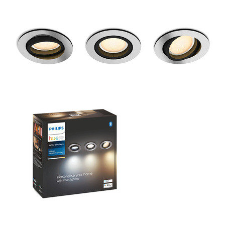 Oprawa Podtynkowa Wpuszczana LED Milliskin 3x 5W CCT Okrągła Ruchoma PHILIPS HUE Bluetooth