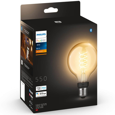 Żarówka LED Globe E27 G95 7,2W 2100K Ciepła Filament PHILIPS HUE White Bluetooth Zigbee