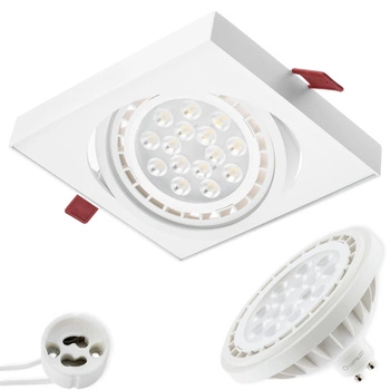 Zestaw Oprawa Podtynkowa Ruchoma GU10 ES111 Kwadrat Biała Carpi LUMILED + Żarówka LED GU10 ES111 15W 4000K