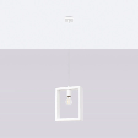 Lampa Sufitowa Wisząca Zwis E27 Żyrandol Kwadratowa Biała Skandynawska Aries Sollux