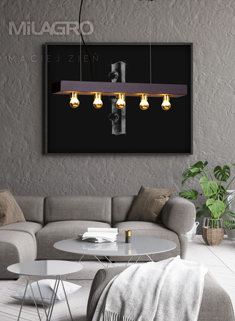 Lampa wisząca PHOENIX 5xE14 Prostokątna Rama Czarna Złota MZ5023 Milagro by Maciej Zień Stal