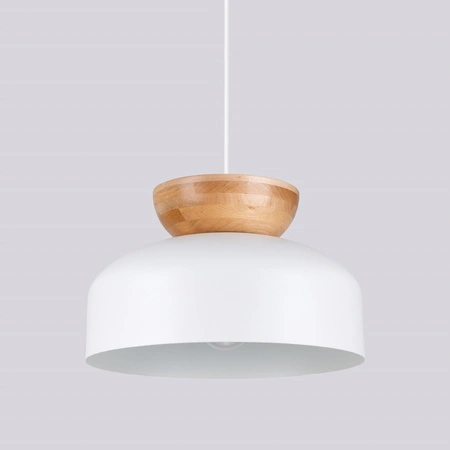 Lampa Sufitowa Wisząca Zwis E27 Okrągła Naturalne Drewno Skandynawska Marion Sollux