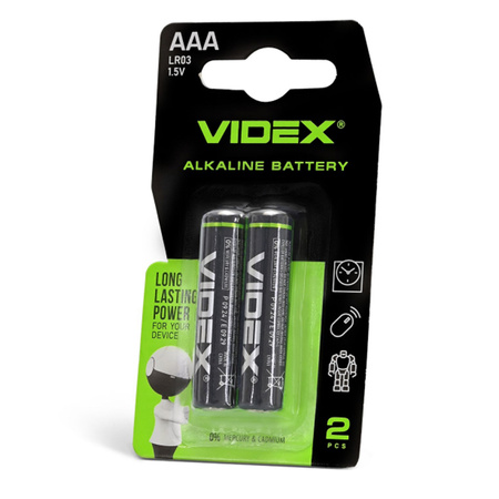 Baterie Alkaliczne Zestaw AAA 1.5V 1200mAh AAA 2szt. VIDEX