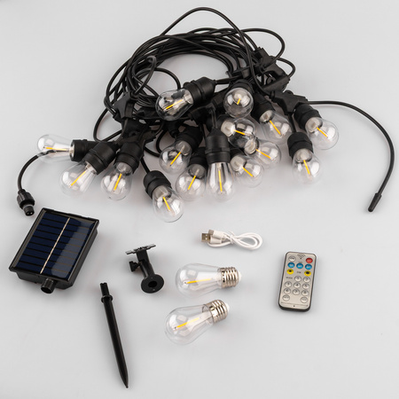 ZESTAW Girlanda Solarna SOLLIS 15x LED 2700K 10m PILOT IP65 + Adapter Sieciowy 4,8W LUMILED