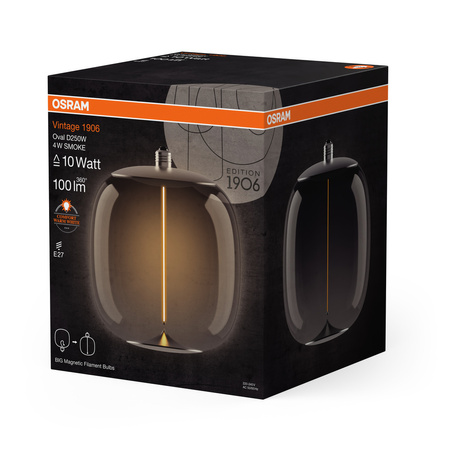 Żarówka LED Dekoracyjna E27 4W = 10W 100lm 1800K Ciepła 320° Dymiona Filament Vintage 1906 Osram