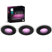 Oprawa Podtynkowa Wpuszczana Łazienkowa LED Xamento 3x 4.2W IP44 CCT RGB Okrągła Czarna PHILIPS HUE Bluetooth