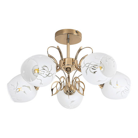 Lampa Sufitowa Żyrandol 5x E27 Złoty Klasyczny Fauna Rabalux