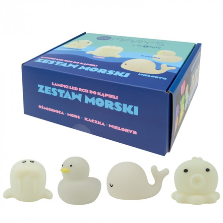 Zestaw 4x Lampka Nocna Dziecięca LED 0.4W Wielokolorowa RGB Bateryjna Biała ZESTAW MORSKI MARY'S
