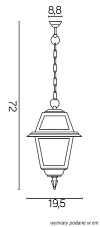 Lampa Ogrodowa Zewnętrzna Wisząca LED Witraż K 1018/1/N E27 Su-Ma