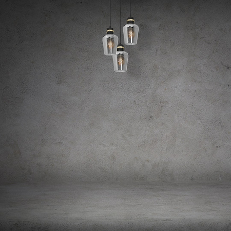 Lampa wisząca RICHMOND 3xE27 Przydymione Szkło Złote Wstawki MLP6541 Milagro Metal + Szkło