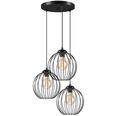 Lampa Wisząca Sufitowa ZOYA 3xE27 Czarna Druciana LM-3.162 Lamkur