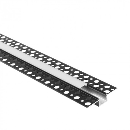 Profil Aluminiowy LED do Płyt GK Gipsowych REGIPS Wpuszczany Podtynkowy Czarny 1m z Kloszem Mroźnym do Taśm LED + Zaślepki seria GP Ecolight