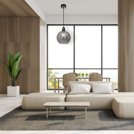 Lampa wisząca OMEGA 1xE27 Przydymione Szkło Kula MLP65300 Milagro Metal + Szkło