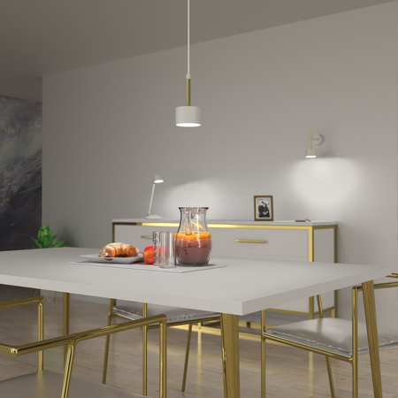 Lampa Wisząca Sufitowa ARENA Biała Złota 1xGX53 Milagro