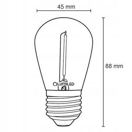 5-PAK Żarówka LED E27 ST14 1,3W = 10W 2200K Ciepła 110lm Filament do Girlandy LUMILED