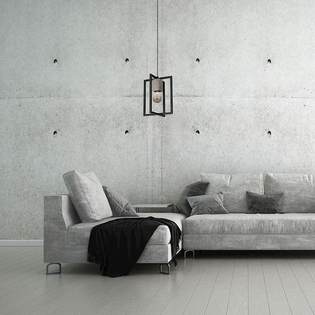 Lampa wisząca Industrialna sufitowa Ralph 1x E27 Czarna Metal + drewno Milagro