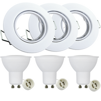 Zestaw 3x Oprawa halogenowa ruchoma GOLDLUX (Polux) okrągła biel + żarówka LED GU10 3,5W