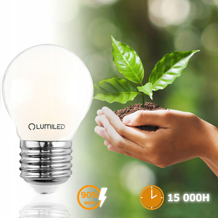 Zestaw 6x Żarówka LED P45 E27 7W = 60W 770lm 4000K Neutralna 360° Filament Mleczna LUMILED