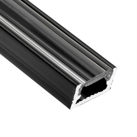 Profil Aluminiowy natynkowy MINI do taśm LED nawierzchniowy, nakładany 2m Czarny + Przezroczysty Klosz