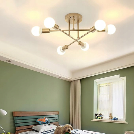 Żyrandol Lampa Oprawa Wisząca Sufitowa Dekoracyjny 6x E27 Złoty 70cm Eliot Masterled